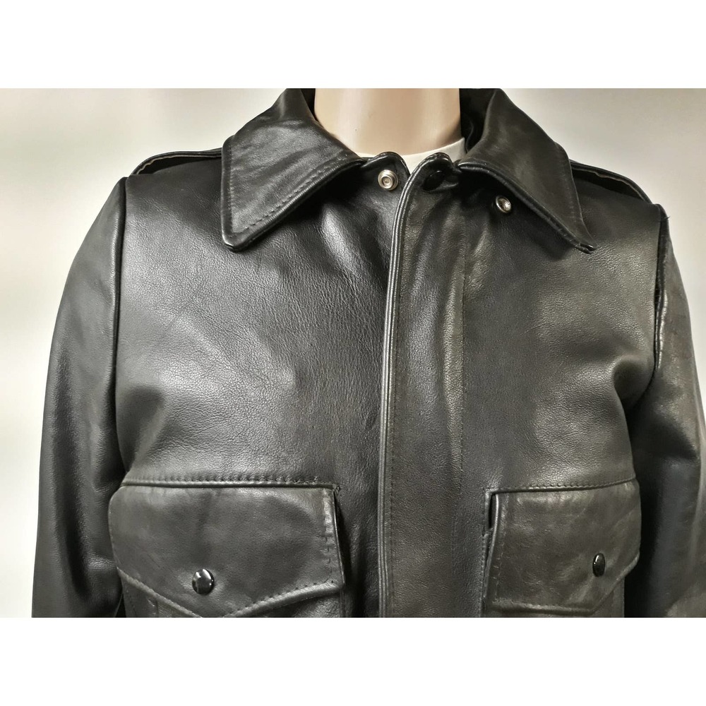 70's Deadstock Excelled black motorcycle rocker flight leather jacket size 40